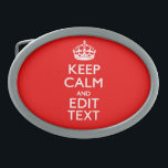 Gepersonaliseerd houd kalm en geef het Rode Decor  Gesp<br><div class="desc">Een gepersonaliseerd levendig klassiek rood accent houdt kalm en draagt op stijlvol gezegde op een aangepast cadeau. De humoristische of grillige poging op uw creatieve woorden op de twee editable lijnen van tekst. Vergeet niet om de KAPITAALletters voor de beste resultaten te gebruiken. Gebruik de link "Vraag deze ontwerper" om...</div>