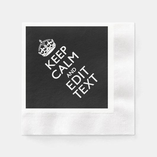 Gepersonaliseerd houd kalm en geef Tekst op Zwart  Servet (Voorkant)