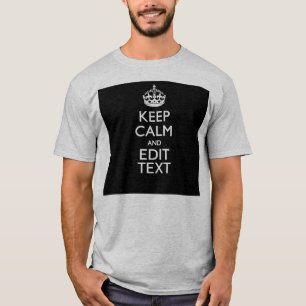 Gepersonaliseerd houd kalm en geef Tekst op Zwart  T-shirt