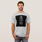 Gepersonaliseerd houd kalm en geef Tekst op Zwart  T-shirt (Voorkant volledig)