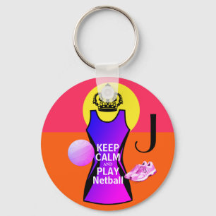 Gepersonaliseerd Houd kalm en Speel Netball Sleutelhanger