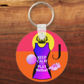 Gepersonaliseerd Houd kalm en Speel Netball Sleutelhanger (Voorkant)