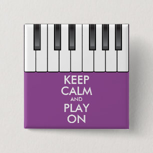 Gepersonaliseerd HOUD KALM en SPEEL - tik piano in Vierkante Button 5,1 Cm