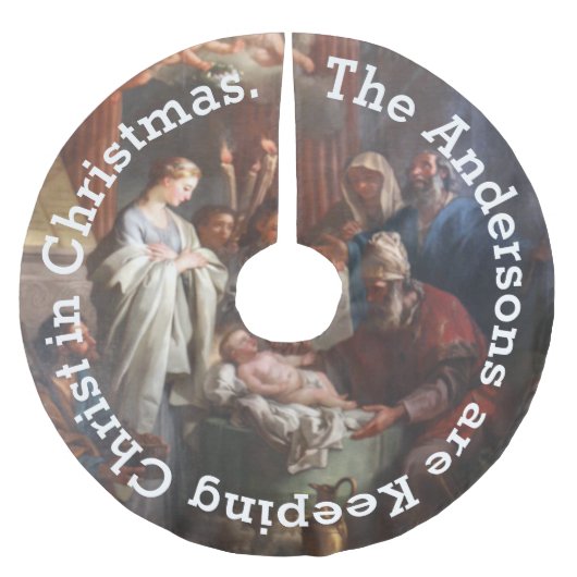 Gepersonaliseerd houden Christus in kerstboomrok Kerstboom Rok (Voorkant)