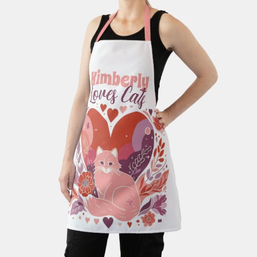 Gepersonaliseerd houdt van katten Schattige roze P Schort (Insitu)