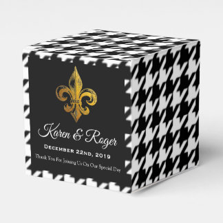 GEPERSONALISEERD HOUNDSTOOTH FLEUR DE LIS BEDANKDOOSJES