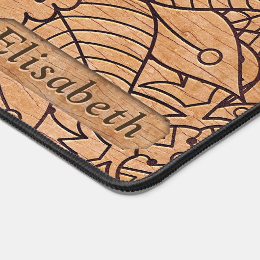 Gepersonaliseerd hout Floral Mandala Bureaumat (Hoek)