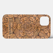 Gepersonaliseerd hout Floral Mandala Case-Mate iPhone Case (Achterkant (horizontaal))
