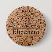 Gepersonaliseerd hout Floral Mandala Ronde Button 7,6 Cm (Voorkant)