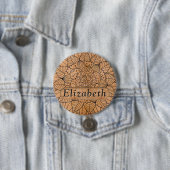 Gepersonaliseerd hout Floral Mandala Ronde Button 7,6 Cm (In situ)