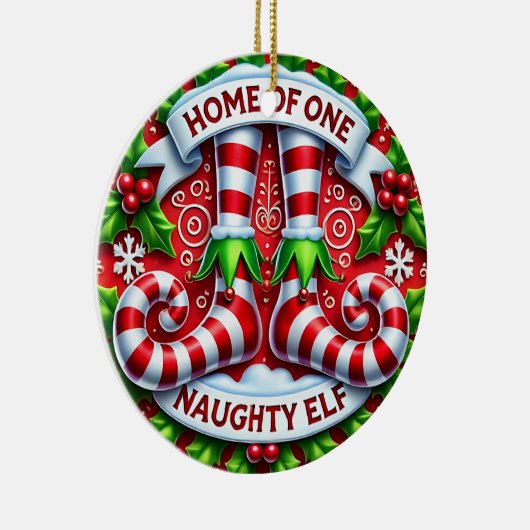 Gepersonaliseerd huis van een stoute elf keramisch ornament (Rechts)