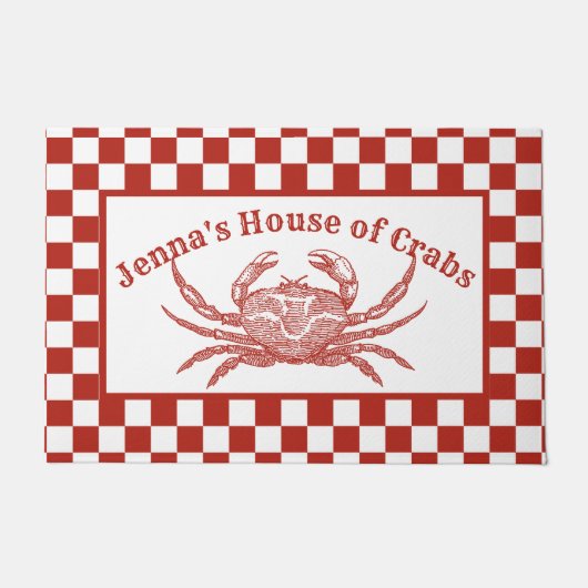 Gepersonaliseerd Huis van Krabben  Houtsnede Deurmat (Voorkant)
