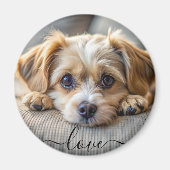 Gepersonaliseerd huisdier 2 foto hondenliefhebber  magneet (Voorkant)