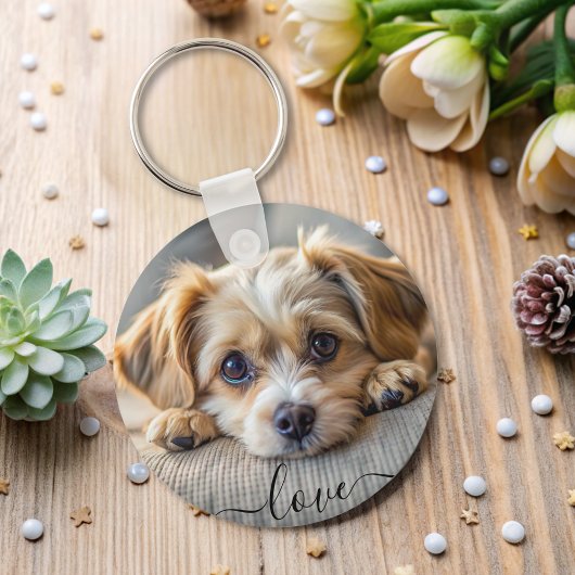 Gepersonaliseerd huisdier 2 foto hondenliefhebber  sleutelhanger