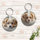 Gepersonaliseerd huisdier 2 foto hondenliefhebber  sleutelhanger