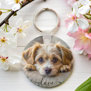 Gepersonaliseerd huisdier 2 foto hondenliefhebber  sleutelhanger