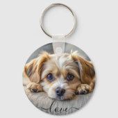 Gepersonaliseerd huisdier 2 foto hondenliefhebber  sleutelhanger (Voorkant)