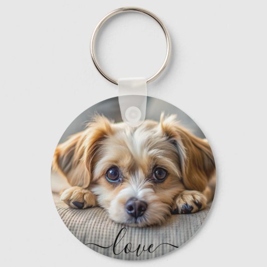 Gepersonaliseerd huisdier 2 foto hondenliefhebber  sleutelhanger (Voorkant)