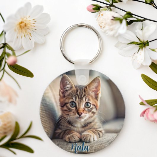 Gepersonaliseerd huisdier 2 foto kat liefhebber ke sleutelhanger