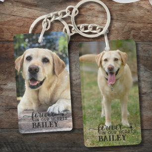 Gepersonaliseerd huisdier Memorial 2 foto naam har Sleutelhanger