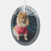 Gepersonaliseerd huisdier Mijn eerste Kerstmis Fot Glas Ornament (Voorkant links)