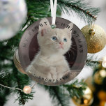 Gepersonaliseerd huisdier Mijn eerste Kerstmis Fot Glas Ornament<br><div class="desc">Herdenk een huisdieren 1e Kerstmis met deze moderne foto en overaly kerst ornament. Tekst met 'Mijn Eerste Kerstmis' en de naam van het huisdier. Maakt een prachtig aandenken cadeau.</div>