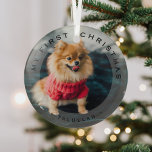 Gepersonaliseerd huisdier Mijn eerste Kerstmis Fot Glas Ornament<br><div class="desc">Herdenk een huisdieren 1e Kerstmis met deze moderne foto en overaly kerst ornament. Tekst met 'Mijn Eerste Kerstmis' en de naam van het huisdier. Maakt een prachtig aandenken cadeau.</div>
