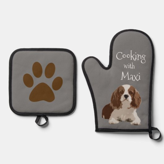gepersonaliseerd huisdier ovenwant & pannenlap set (Voorkant)
