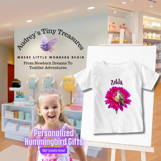 Gepersonaliseerd Hummingbird Baby T-shirt