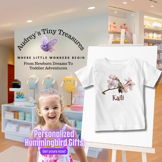 Gepersonaliseerd Hummingbird Baby T-shirt
