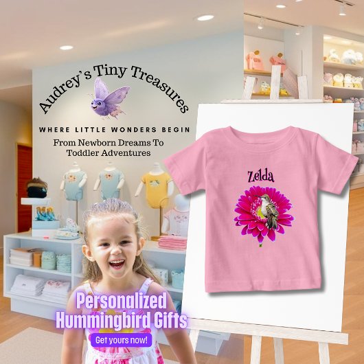 Gepersonaliseerd Hummingbird Baby T-shirt