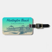 Gepersonaliseerd Huntington Beach Pier Illustratie Bagagelabel (Voorkant horizontaal)