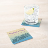 Gepersonaliseerd Huntington Beach Pier Illustratie Kartonnen Onderzetters (Insitu)