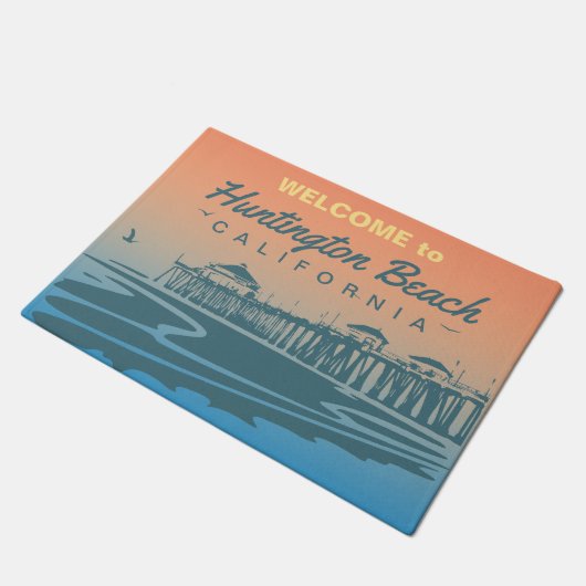 Gepersonaliseerd Huntington Beach Pier-ontwerp Deurmat (Schuin)
