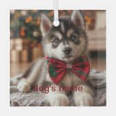 Gepersonaliseerd Husky Glas Ornament (Voorkant)