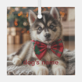 Gepersonaliseerd Husky Glas Ornament