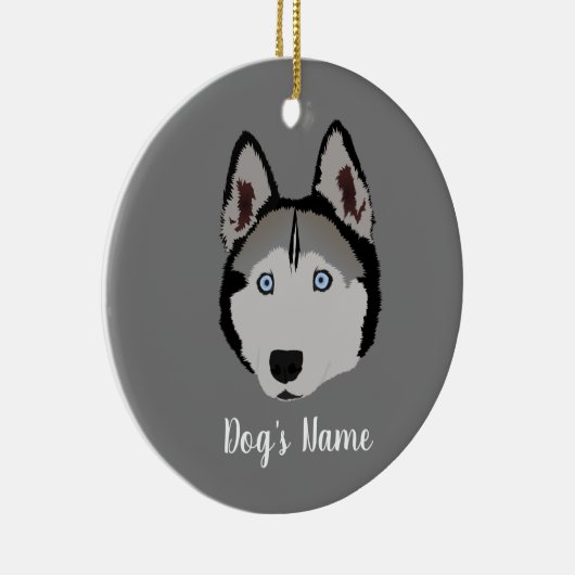 Gepersonaliseerd Husky Keramisch Ornament (Rechts)
