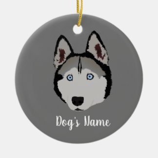 Gepersonaliseerd Husky Keramisch Ornament