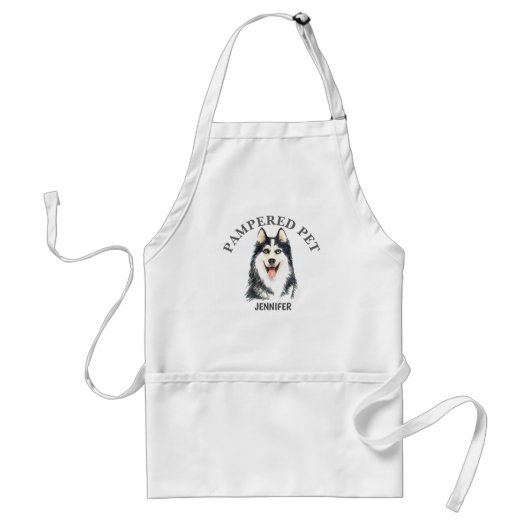 Gepersonaliseerd Husky Pet Groomer Apron Standaard Schort (Voorkant)
