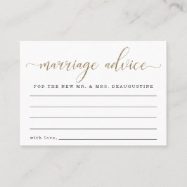 Gepersonaliseerd huwelijksadvies Kaart - Gold Glit Contactkaartje