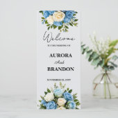 Gepersonaliseerd huwelijksprogramma met bloemenont programmakaart (Staand voorkant)