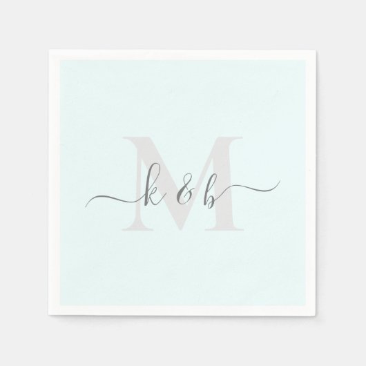 Gepersonaliseerd huwelijksscript Icy Blue Cocktail Servet (Voorkant)