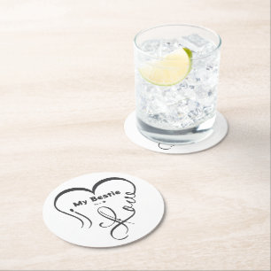 Gepersonaliseerd I Love My Bestie • You = ♥ Ronde Kartonnen Onderzetter