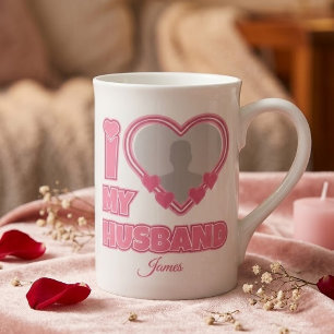 Gepersonaliseerd I Love My Husband – Voeg foto & n Porselein Kop