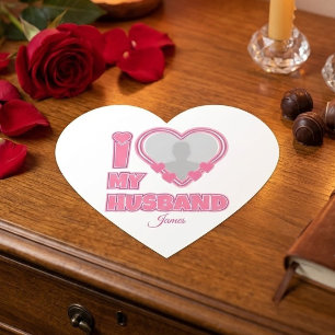 Gepersonaliseerd I Love My Wife – Voeg naam & foto Hart Sticker