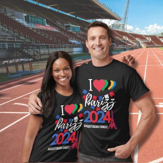 Gepersonaliseerd I LOVE PARIS PARIZZ 2024 Familie  T-shirt