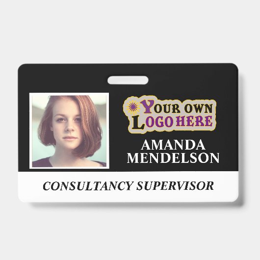 Gepersonaliseerd ID-label met streepjescode, logo  Badge (Voorkant)
