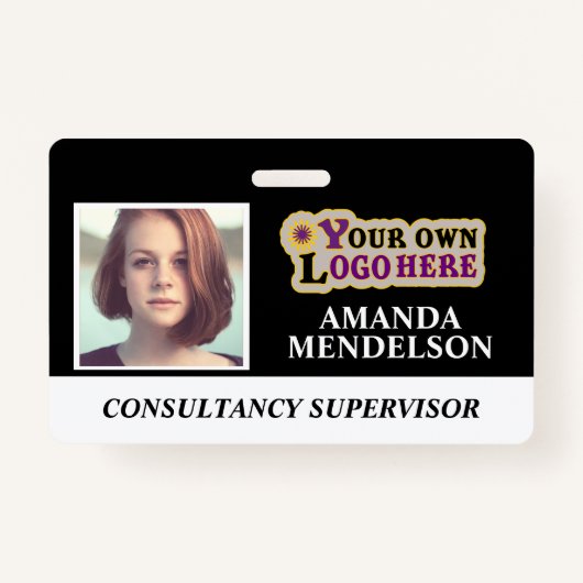 Gepersonaliseerd ID-label met streepjescode, logo  Badge (Voorkant)