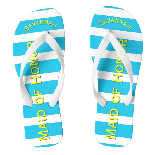 Gepersonaliseerd id van Honor Aqua Yellow Elke kle Teenslippers (Voetbed)
