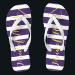 Gepersonaliseerd id van Honor Paars Geel Elke Kleu Teenslippers<br><div class="desc">Geel en Paars Stripes Patroon - Verander in Om het even welke Kleur door te klikken pas aan. En zeg alles wat je maar wilt. Maak deze van een soort teenslipper met UW bericht op hen. Wees het praatje over het strand!</div>
